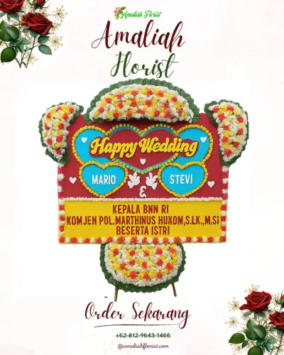Karangan Papan Bunga Pernikahan di Sukaratu
